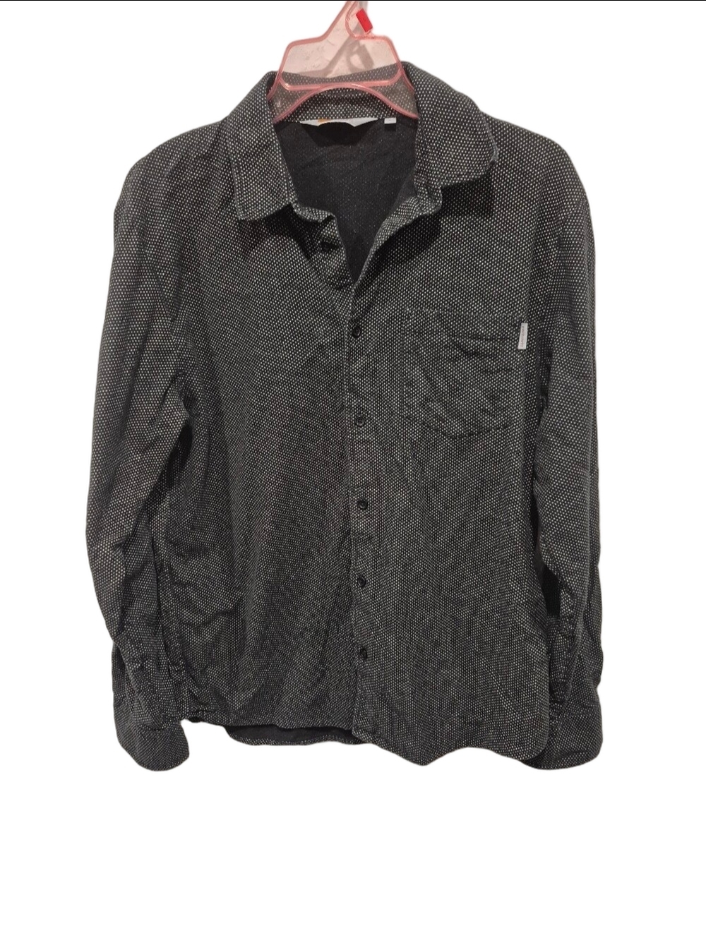 Carhartt WIP Mens Large L/S Kruger Shirt Black White Micro Polka Dot Button Up